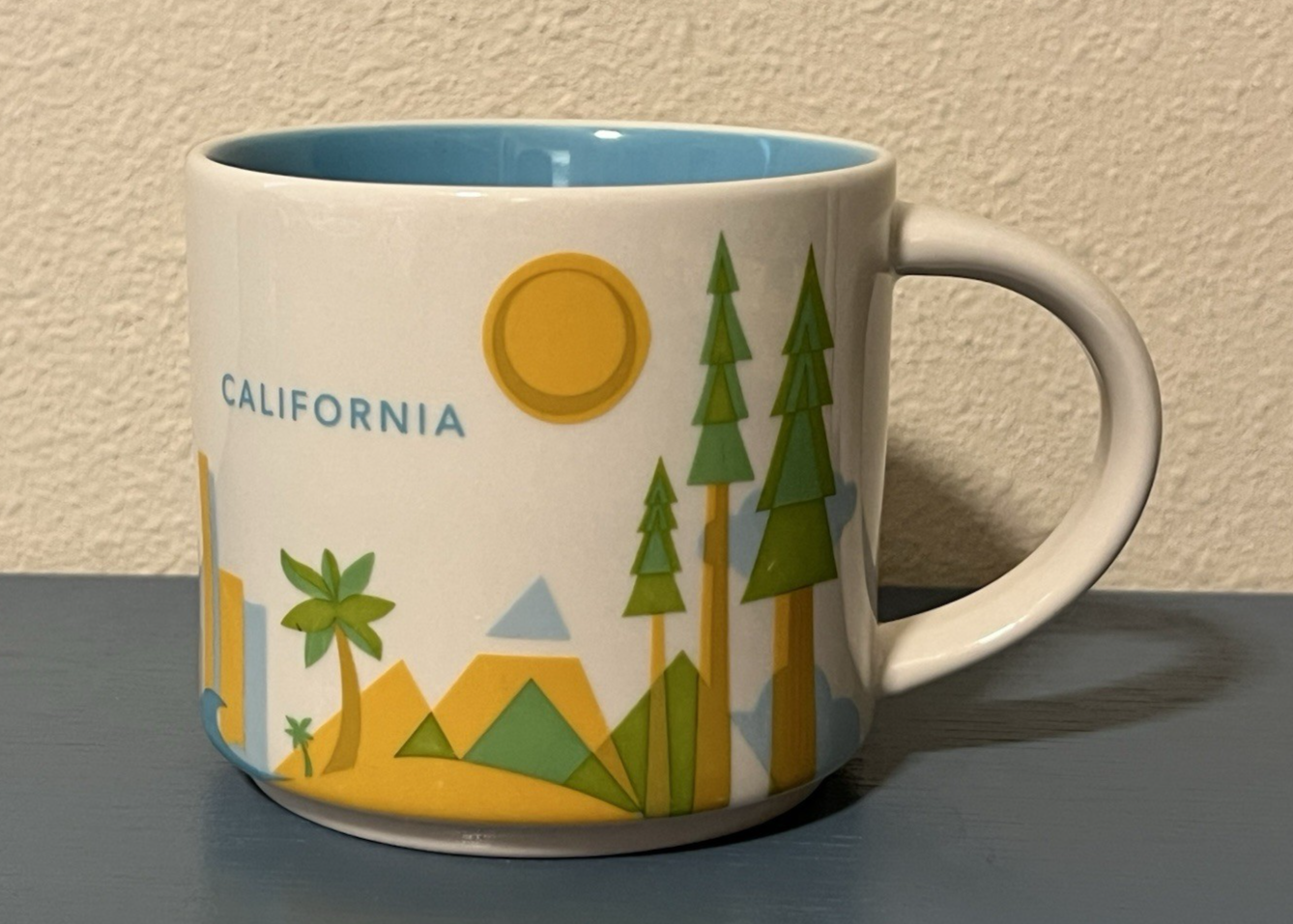 Starbucks California You Are Here Collection 14oz Ceramic Mug 2016 Blue Interior