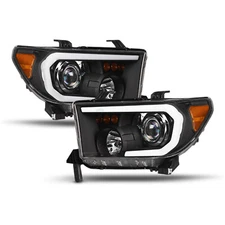 Topline For 2007-2013 Tundra/Sequoia LED Strip Projector Headlights Amber Black