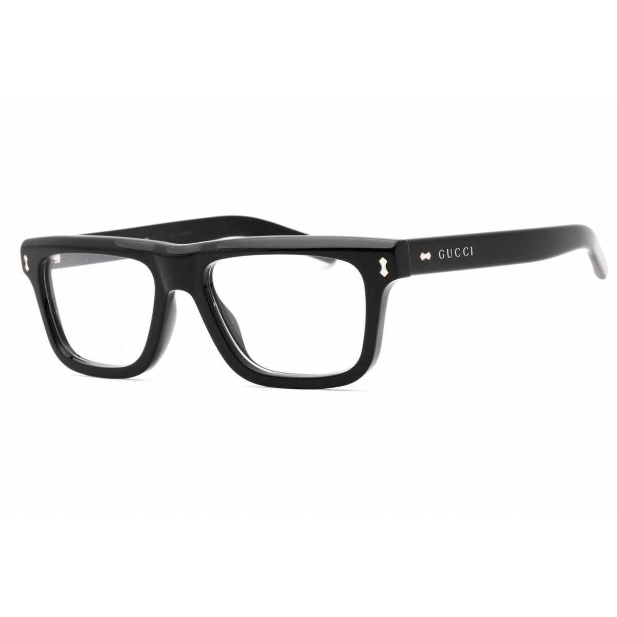 Gucci Men's Eyeglasses Black Square Plastic Frame Transparent Lens