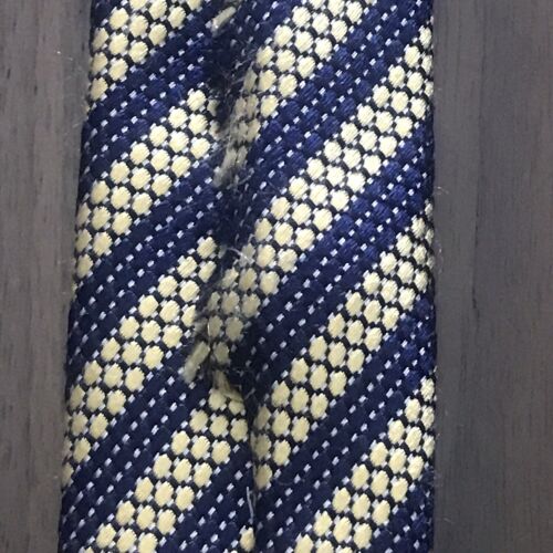 ERMENEGILDO ZEGNA *SILVER* Woven Silk Striped Pattern Blue & Gold Made In Italy - Picture 13 of 15