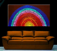 Abstract New Original Oil Painting Art Modern Canvas wall Gold Light Deco Gift !