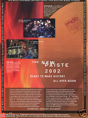 1995 Print Ad of Paiste 2002 Cymbals w Nicko McBrain Iron Maiden & Frank Beard