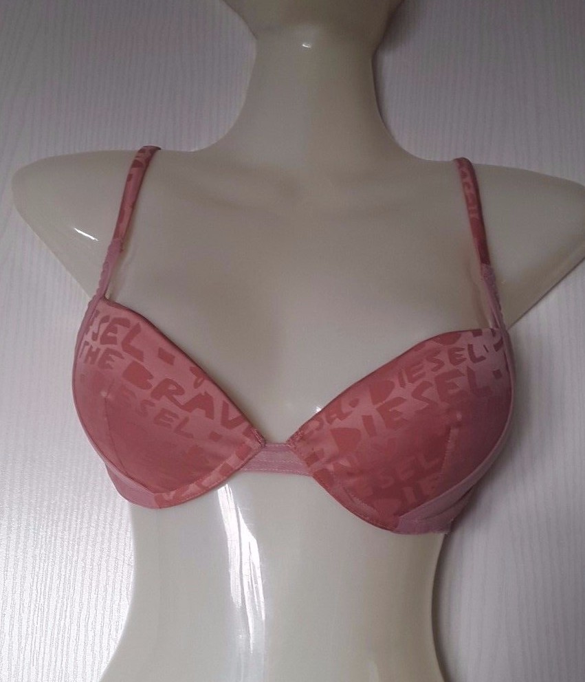 Soutien-gorge Triangle Diesel En Satin Et Tulle - Taille 90B/75B/34B, Couleur Mauve Et Jaune Vert Fluo, Neuf Avec étiquettes