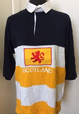 Vintage Rugby Polo Shirt Scotland Pavilion 34/36 38/40 42/44 Cotton