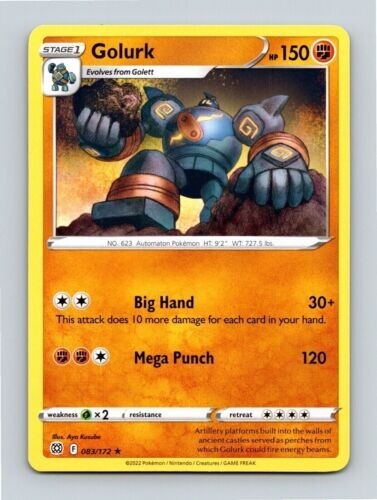 Golurk RARE Pokemon TCG Card 083/172