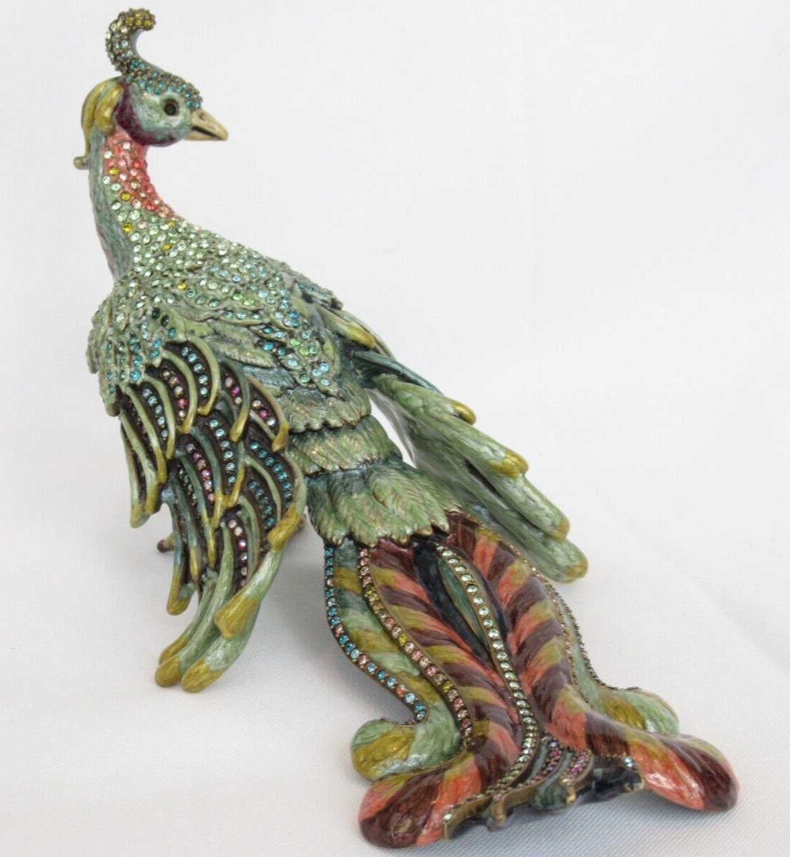 Jay Strongwater Enamel Swarovski Crystal Jewel Peacock Sculpture Figurine Ltd Ed