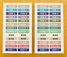 2 SETS of Roland V-Drum Cable Snake Stickers -Laminated Decal TD Label Pair Pack