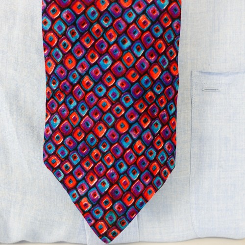 BOSTON TRADERS Neck Tie Men Suit Vivid Colorful Bright Bold Pink Purple Blue Art - Picture 2 of 7