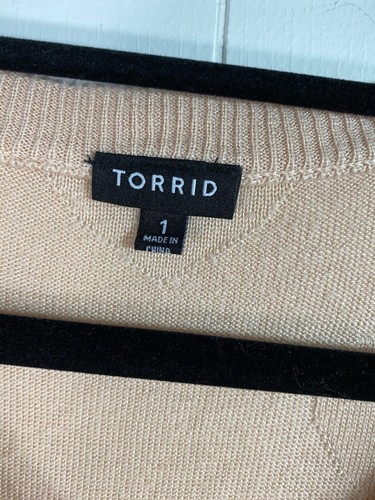 Torrid Heart Size 1X Reverse Jacquard Sweater Blush Pink Vneck Pullover - Picture 2 of 7