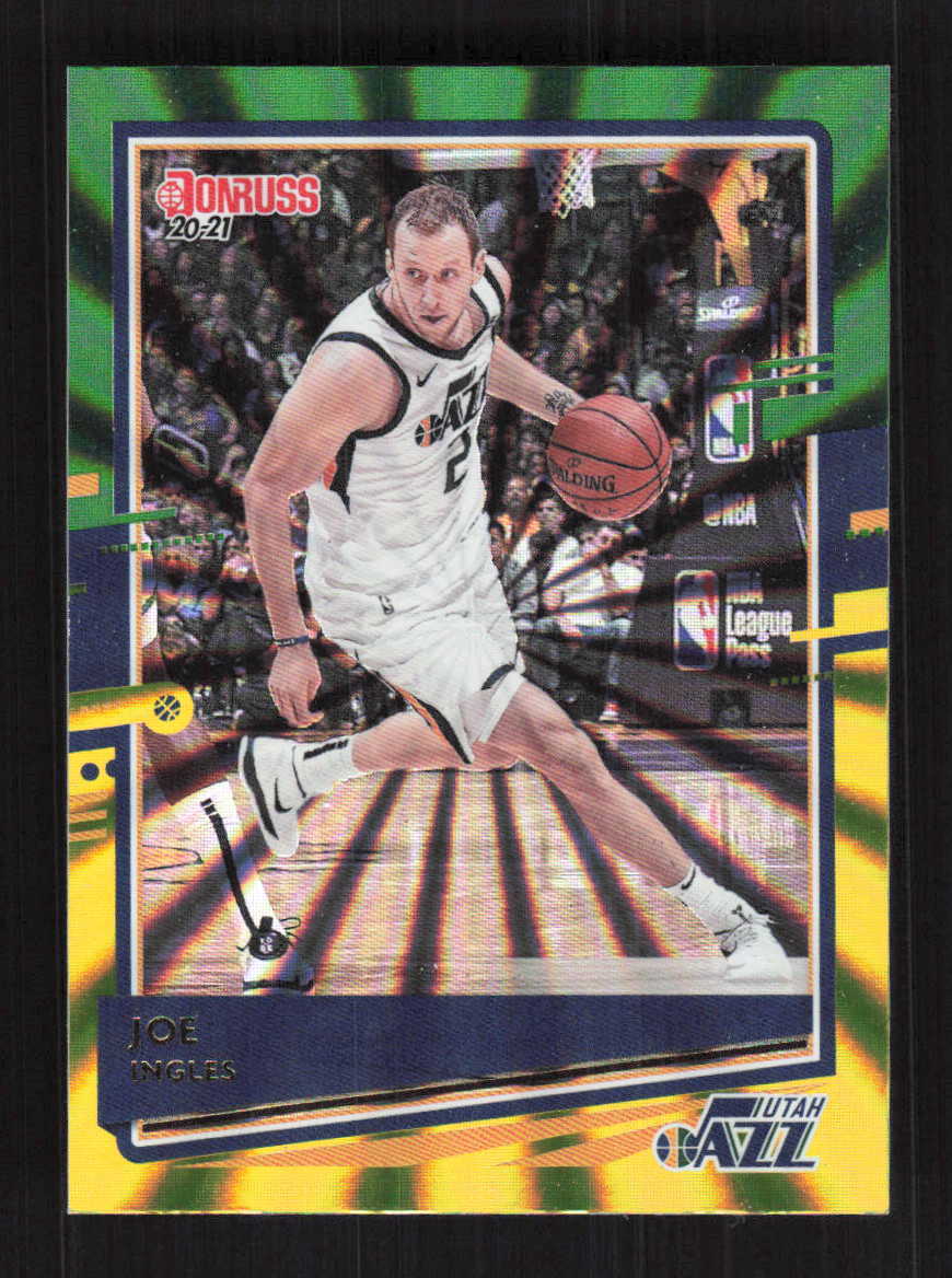 Joe Ingles 2020-21 Donruss Holo Green and Yellow Laser Utah Jazz #155