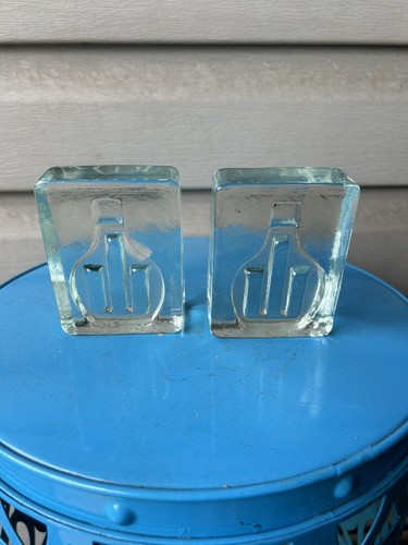 Wheaton Collectors Guild 1975 Block Glass Paperweights Bookends 3.5"-2 See Notes