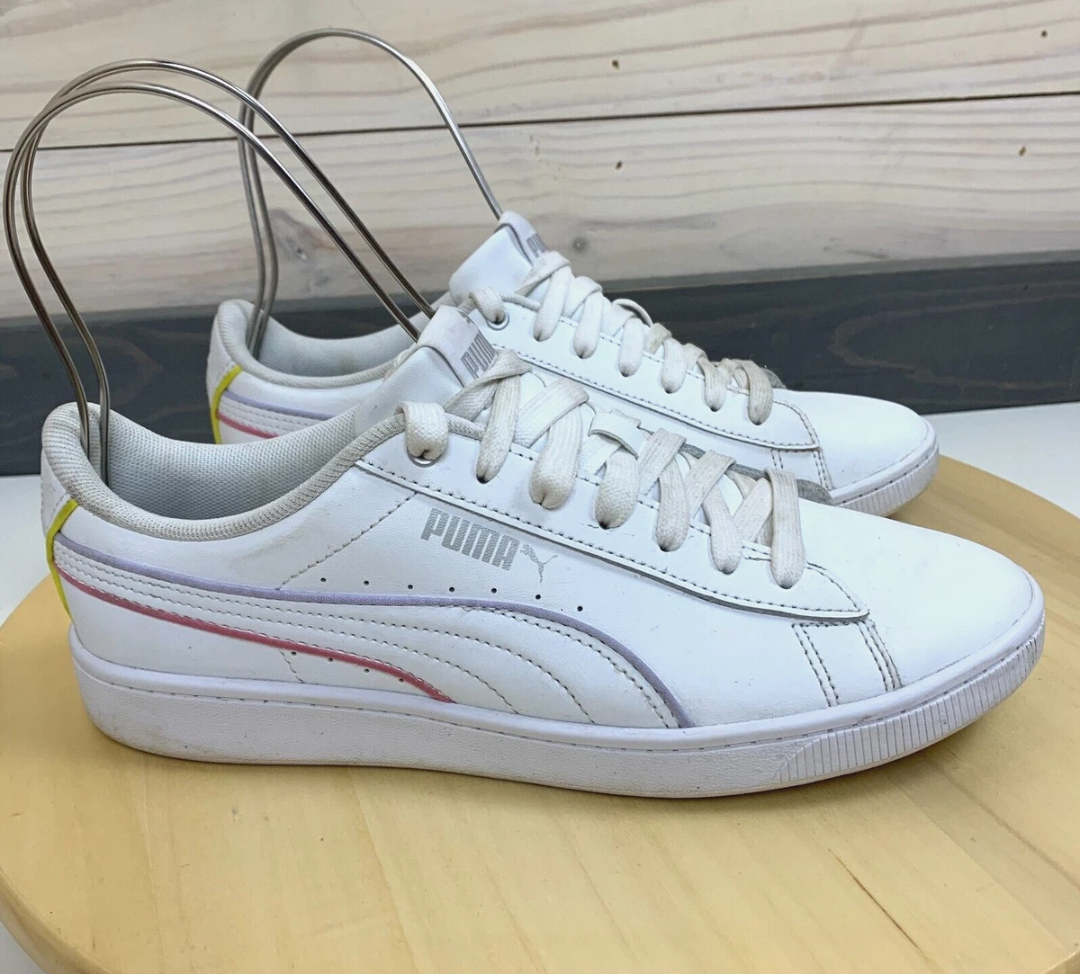 Puma Sneakers Womens 8 White Shoes Vikky V2 Up 374512-03 Pastel Trim | eBay