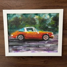 Painting Original Unique Fiery Porsche 911 Carrera Targa Sport Classic Car Fine