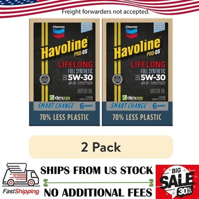 (2 pack) Chevron Havoline Lifelong 5W-30 Full Synthetic Motor Oil, 6 Quarts 
