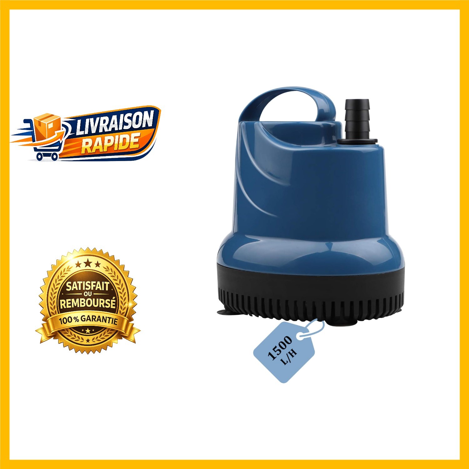 Pompe à Eau Submersible 20W 1500L/H avec Débit Réglable pour Bassin et Jardin