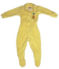 VTG Winnie the Pooh 18 Month Yellow Terry Balloon Sleeper Footie Footed 80's EUC