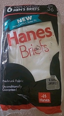 Hanes Briefs Mens Size 36 Value Pack 6 Pair Cotton Made in USA 