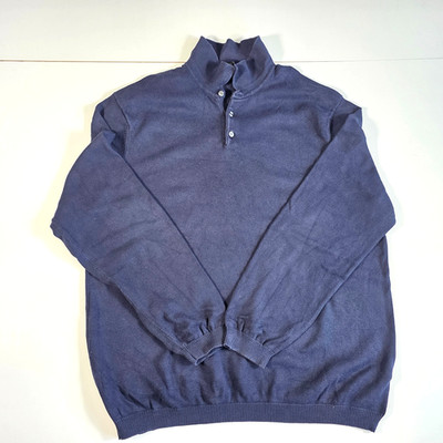 Eddie Bauer Polo Collared Sweater Mens 2XL Navy Cotton Knit