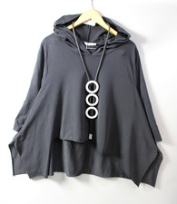 Moonshine Tunika Shirt   46 48 50  Lagenlook Gr. 2 Schwarz Zipfelkapuze  Neu