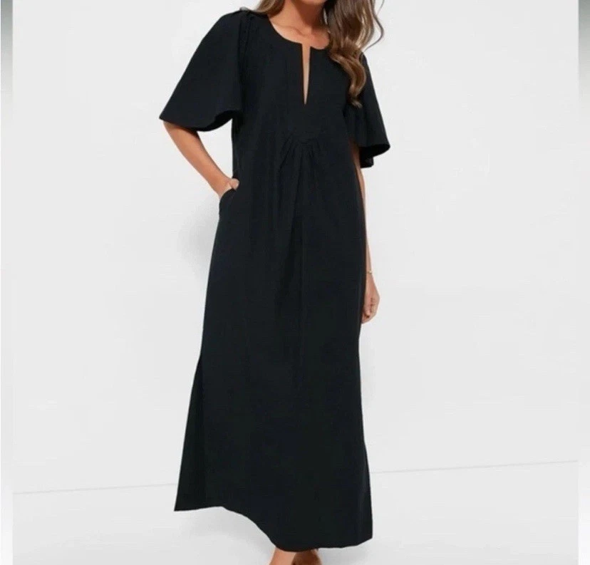 white christmas dresses Printed Combed Cotton Crewneck Shift Dress – Tibi Official main image 0