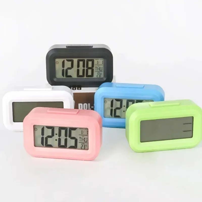 LED Digital Alarm Clock Snooze Backlight Calendar Time Display Table Desktop