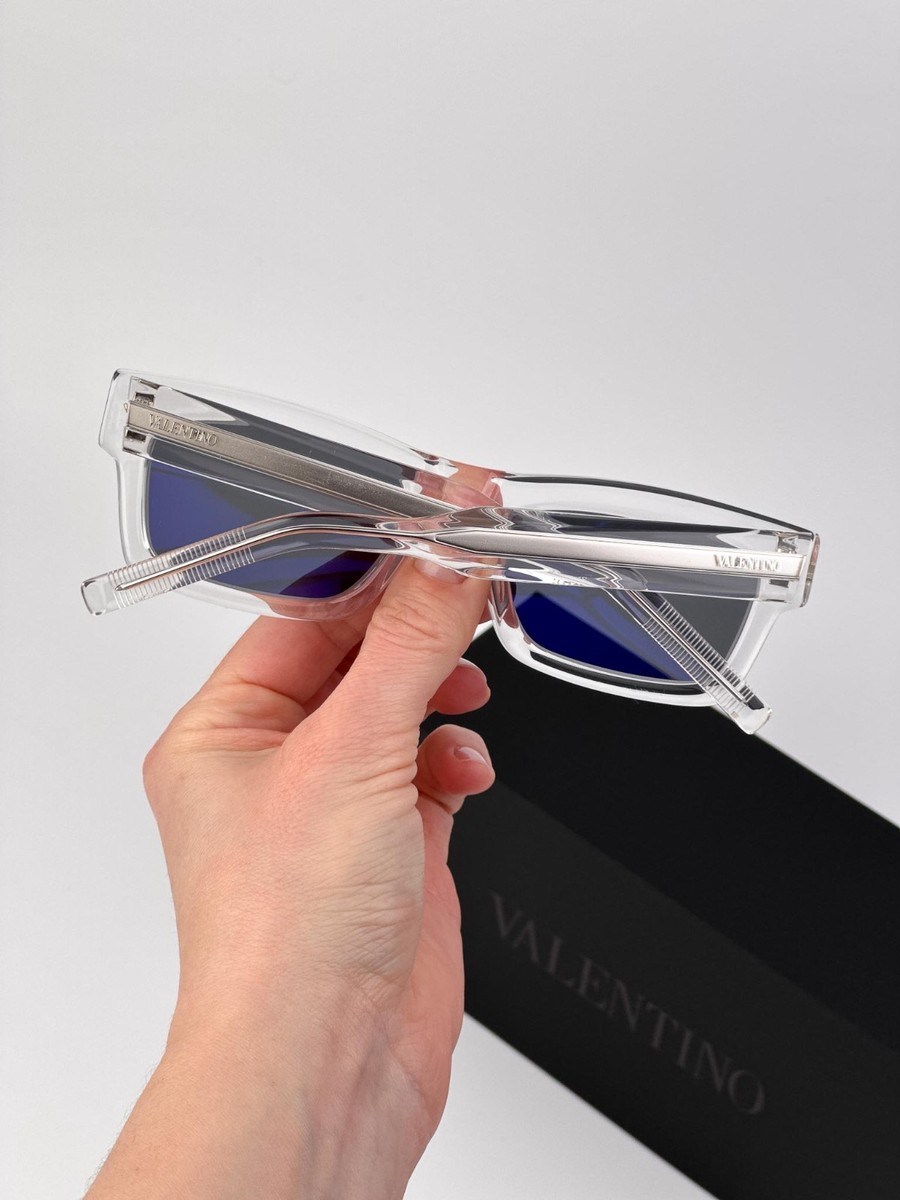 Valentino Men Sunglasses Transparent Grey Rectangle V-SHARP VLS