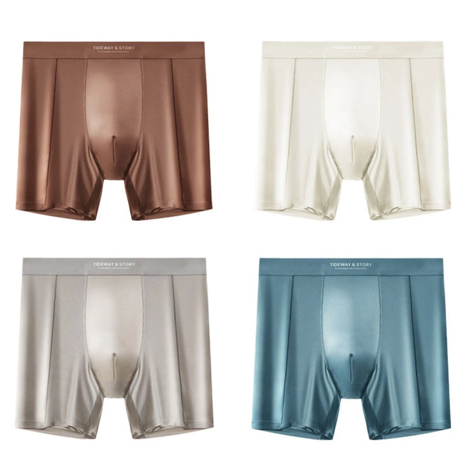 4PCS Mens Ice Silk Underwear Breathable Boxer Shorts Seamless Satin Cool Briefs - Image 2 of 4