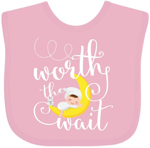 Inktastic Worth The Wait (White) Baby Bib Pregnancy Announcement Creeper Outfit