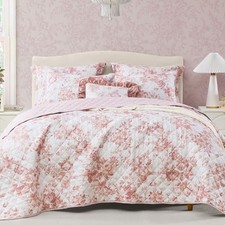 Quilt Set Size Floral Quilt Sets, Reversible Bedspread Queen Dusty Rose