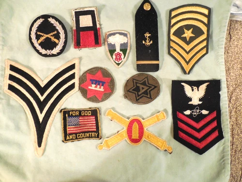 Vintage Lot 11 Military Patches Mostly USA Some WW2 and Vietnam