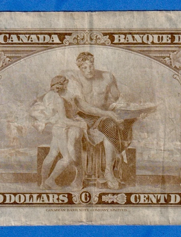 Canada $100 1937 BC-27b / P-64b Circulated  Note B/J 3660642  Sir John MacDonald - Image 4 of 4