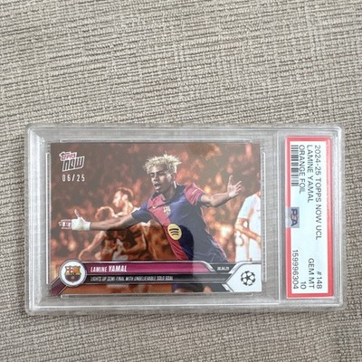 2024-25 Topps Now UCL Lamine Yamal Orange Foil PSA 10 /25 #148 Barcelona