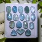 Frozen Blue Light~ 17 PC Natural Aquamarine Untreated 10mm-15mm Rose Cut Gem Lot