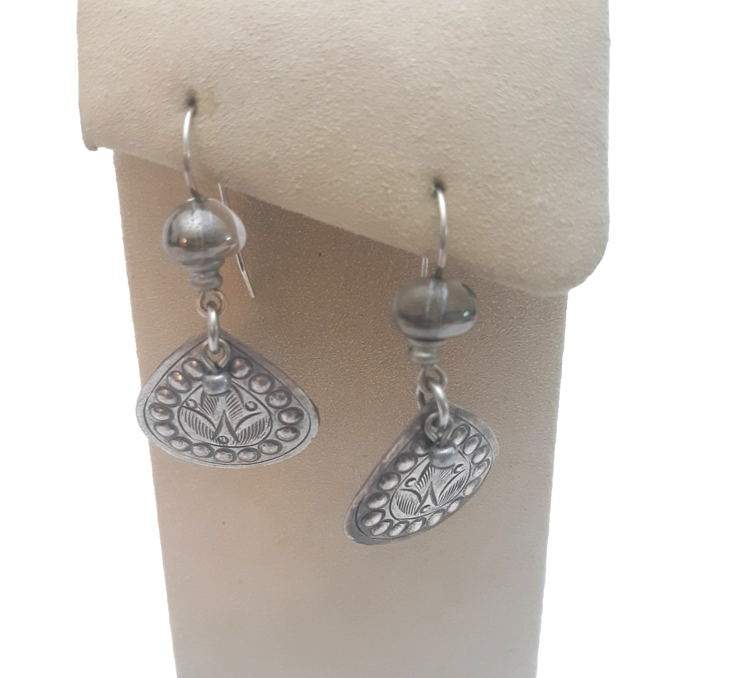 Sterling Silver 925 Artesian Dangle Earrings Etch… - image 2
