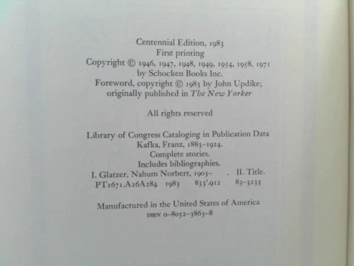 Franz Kafka: The Complete Stories  (1st THUS) by Franz Kafka - Image 2 of 2