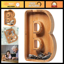 Personalized Large Wooden Piggy Bank for Kids - Alphabet Coin Bank, Money Saving