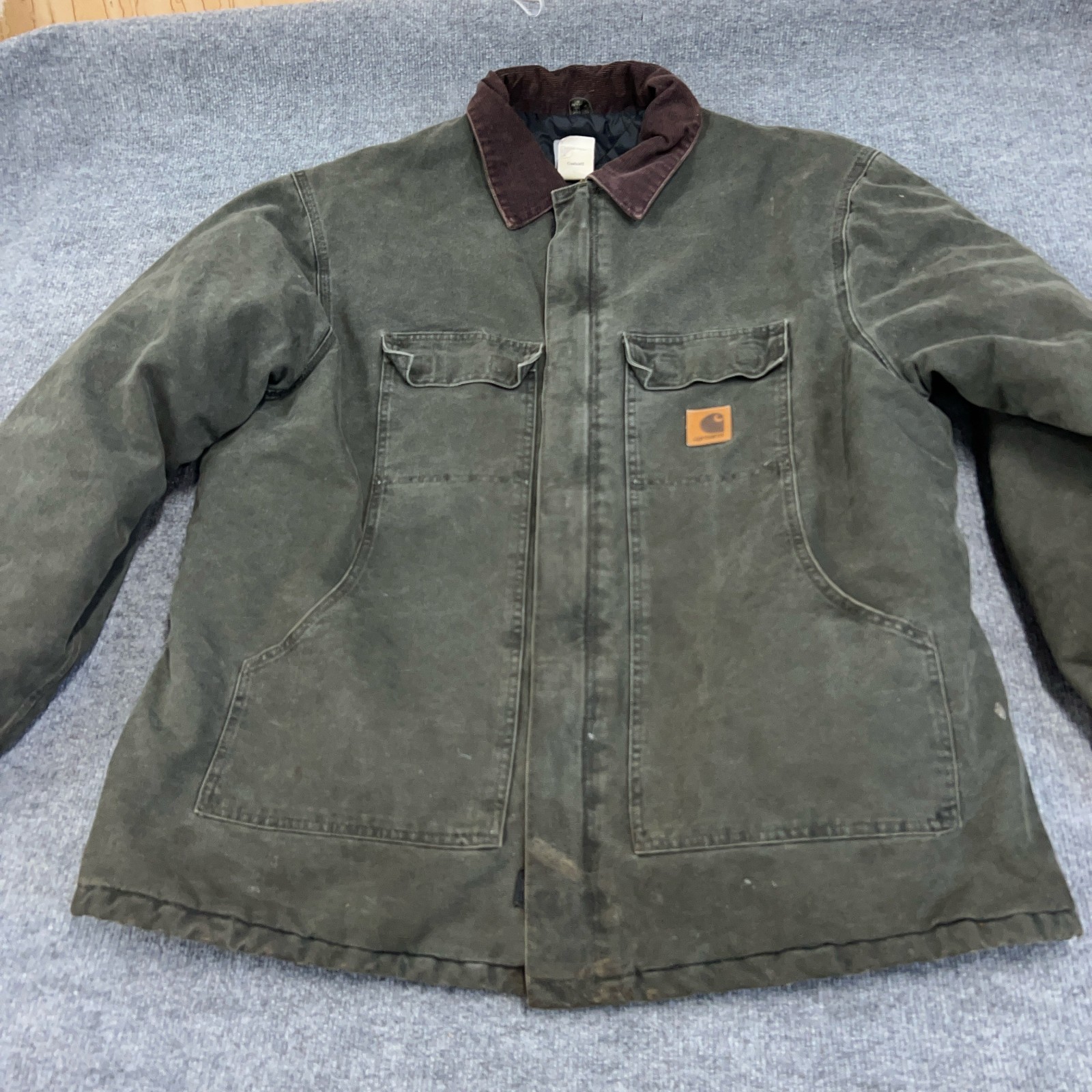 Vintage Carhartt Quilt Lined Mens 2XLT Moss Green C26-MOS Arctic Duck Canvas