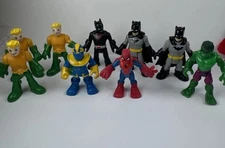 Imaginext Lot Of 9 Figures Marvel DC Batman Aquaman Spider-Man Hulk Thanos
