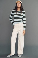 Maeve Colette Corduroy Full Length Wide Leg Pants 30 10 cream high rise neutral