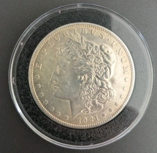 1921 Morgan Silver Dollar Circulated Very Good Features In Plastic Holder