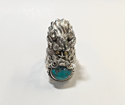Vintage Handmade 925 Sterling Silver Large Dragon Head Oval 