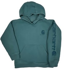 Carhartt Hooded Sweatshirt Hoodie Pullover Youth Small 8-10 Green W/ Pocket