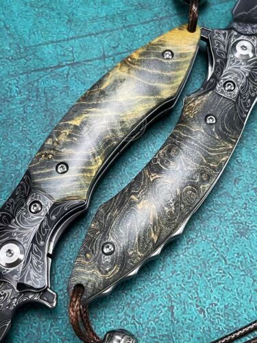 VG10 DAMASCO CUCHILLO DE CAZA SUPERVIVENCIA CUCHILLO DE BOLSILLO RODAMIENTOS ... - Imagen 8 de 21