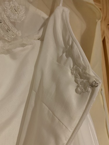Jasmine Bridal Wedding Dress White Beaded Neck Racer Back Elastic Waist - Picture 11 of 15