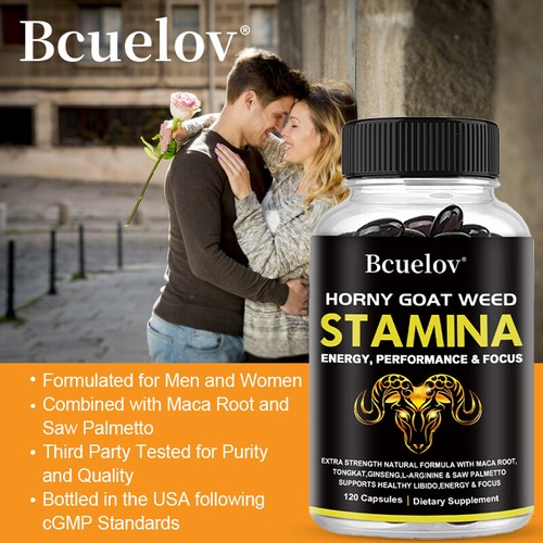 (3 pack) Horney Goat Weed for Men & Women-with Maca,Saw Palmetto,Panax Ginseng - Picture 5 of 9