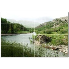 River Ceramic Tile Wall Mural PT500900. 36" W x 24" H 24 6x6 tiles