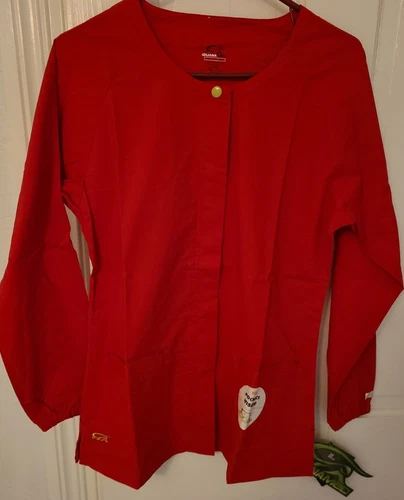 NWT Iguana Med Scrubs Snap Jacket Medium Macintosh Red  - product listing photo