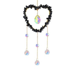 1x Heart Shape Glitter Rainbow Prism Crystal Stone Wind Chimes Hanging Ornaments