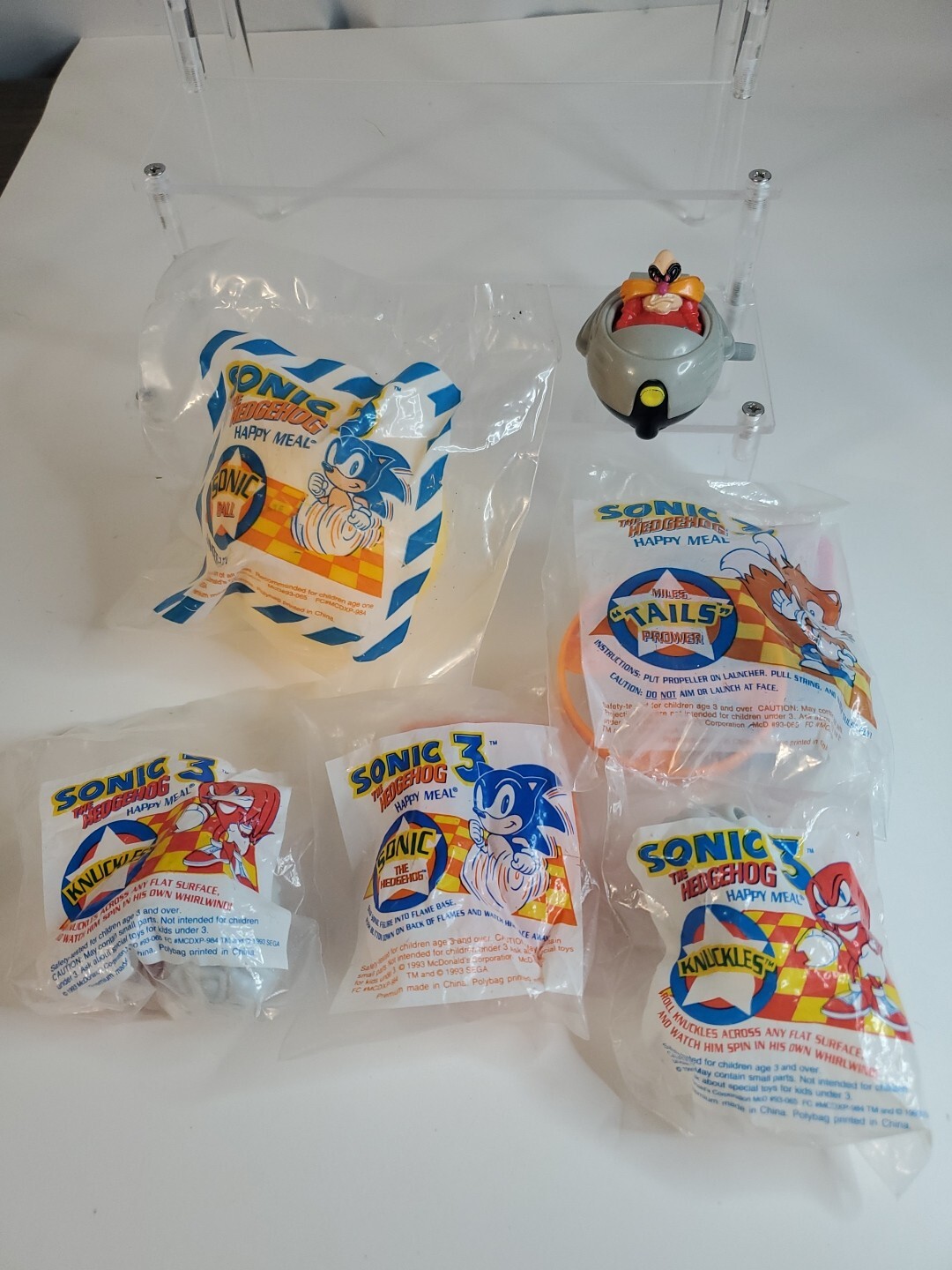 Rare 1993 McDonald’s Sonic 3 The Hedgehog Set Of 4 + Toy Ball And Extra Knuckles