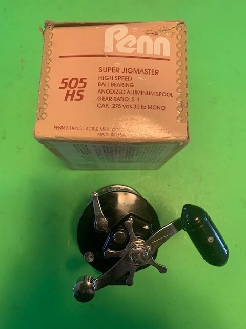 VINTAGE PENN JIGMASTER 505HS FISHING REEL WITH NEWELL REEL BASE